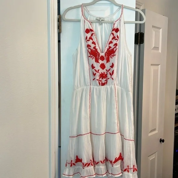 Joie Clemency embroidered Dress White Red size Small - Picture 2 of 6